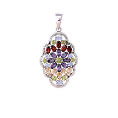 Sterling Silver Multi Gemstone Pendant SSP234