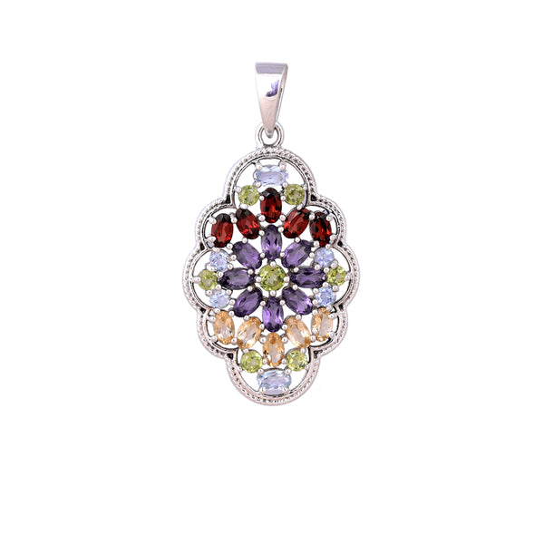 Sterling Silver Multi Gemstone Pendant SSP234