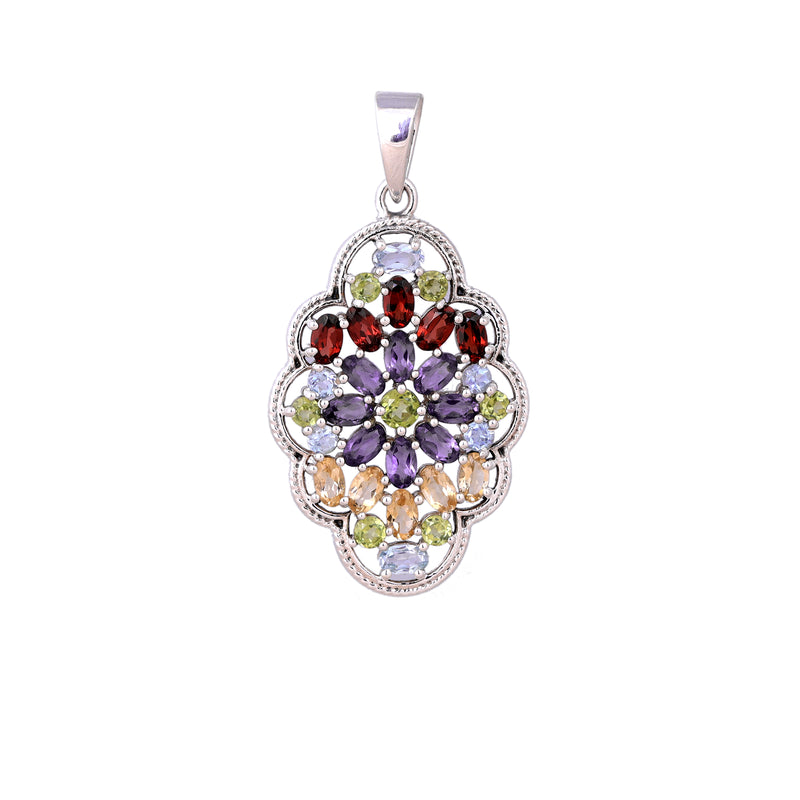 Sterling Silver Multi Gemstone Pendant SSP234