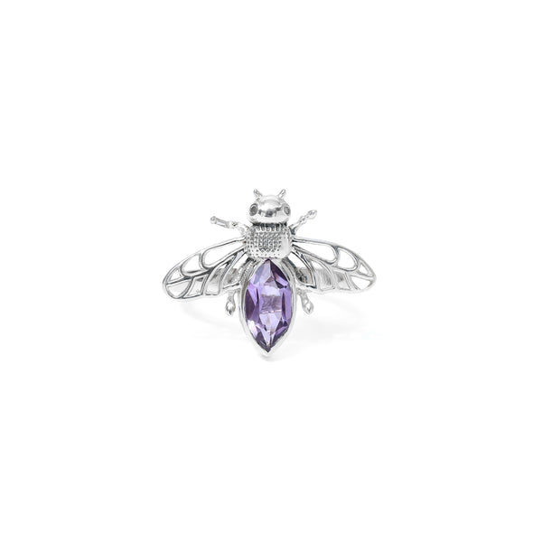 Sterling Silver Amethyst Bee Ring SSR98