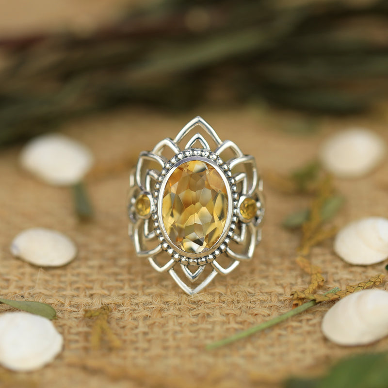 Sterling Silver Citrine Ring SSR184