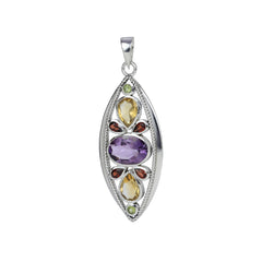 Sterling Silver Multi Gemstone Pendant SSP86