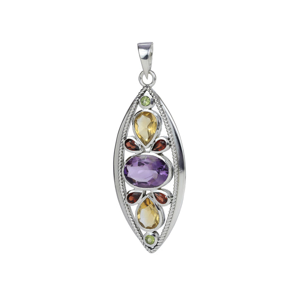 Sterling Silver Multi Gemstone Pendant SSP86
