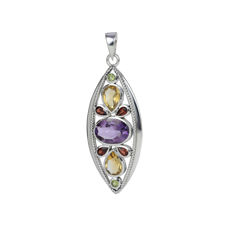 Sterling Silver Multi Gemstone Pendant SSP86