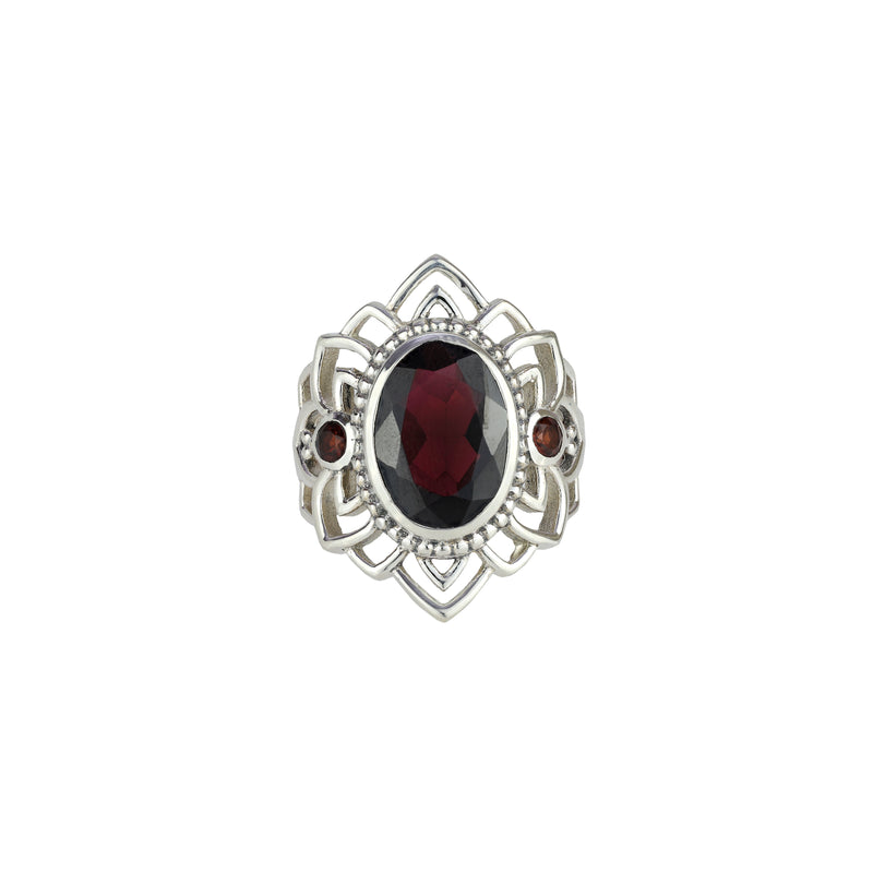 Sterling Silver Garnet Ring SSR184