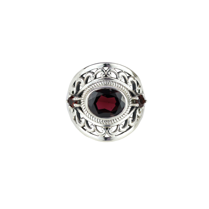 Sterling Silver Garnet Ring SSR110
