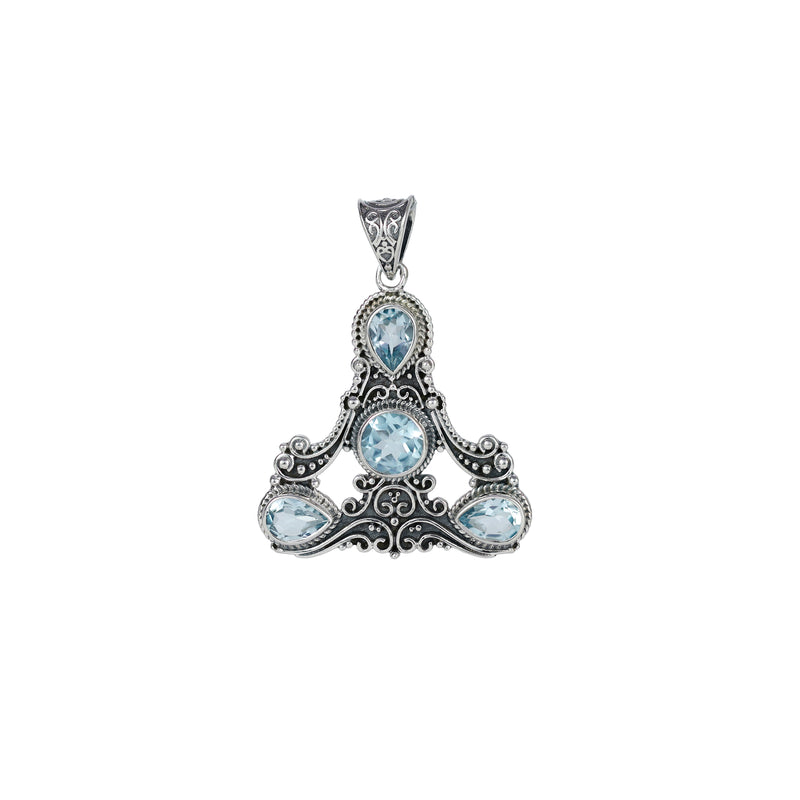 Sterling Silver Blue Topaz Pendant SSP101