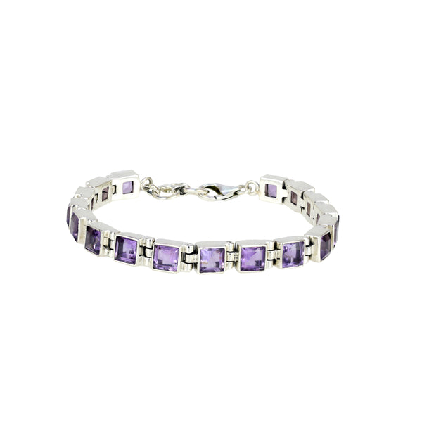 925 Sterling Silver Amethyst Gemstone Bracelet SSBR96