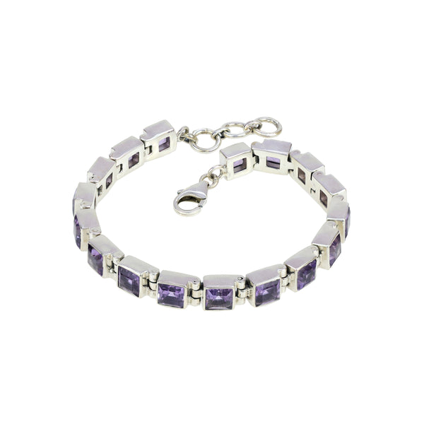 925 Sterling Silver Amethyst Gemstone Bracelet SSBR96