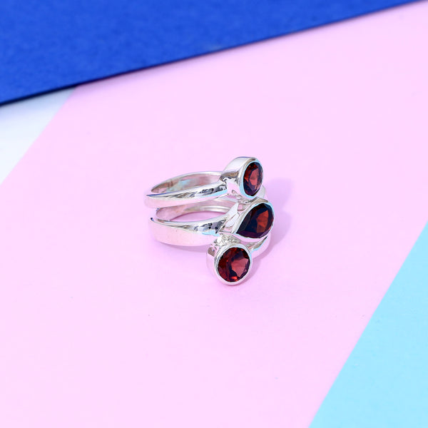 Sterling Silver Garnet Ring SSR422