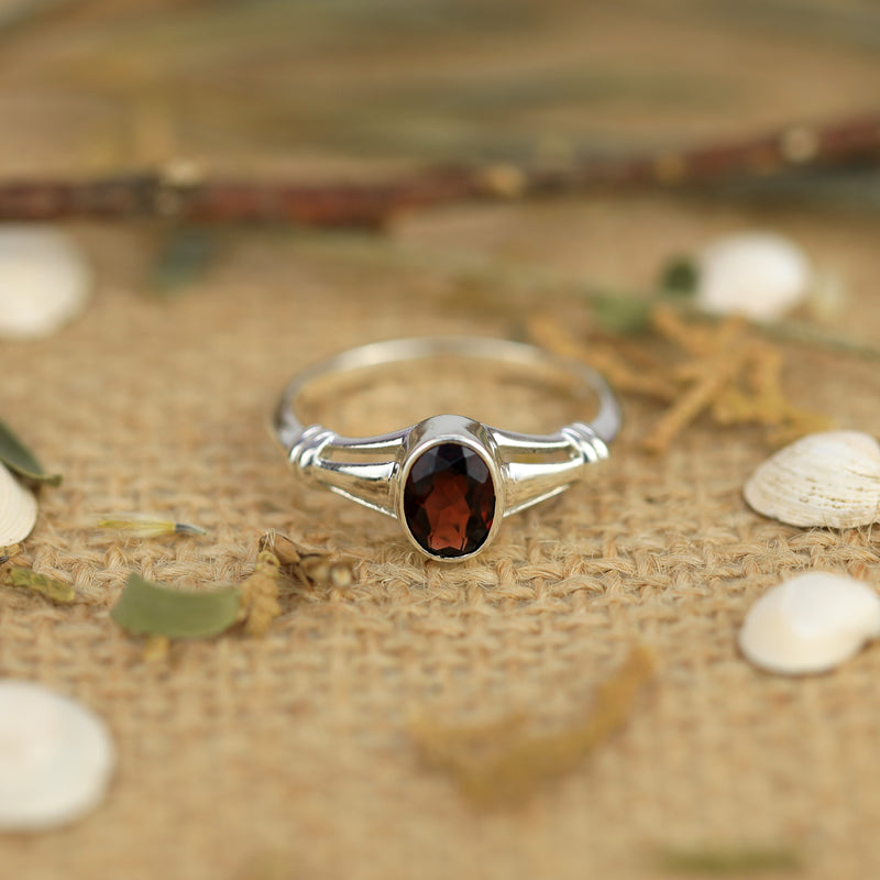 Sterling Silver Garnet Ring SSR298