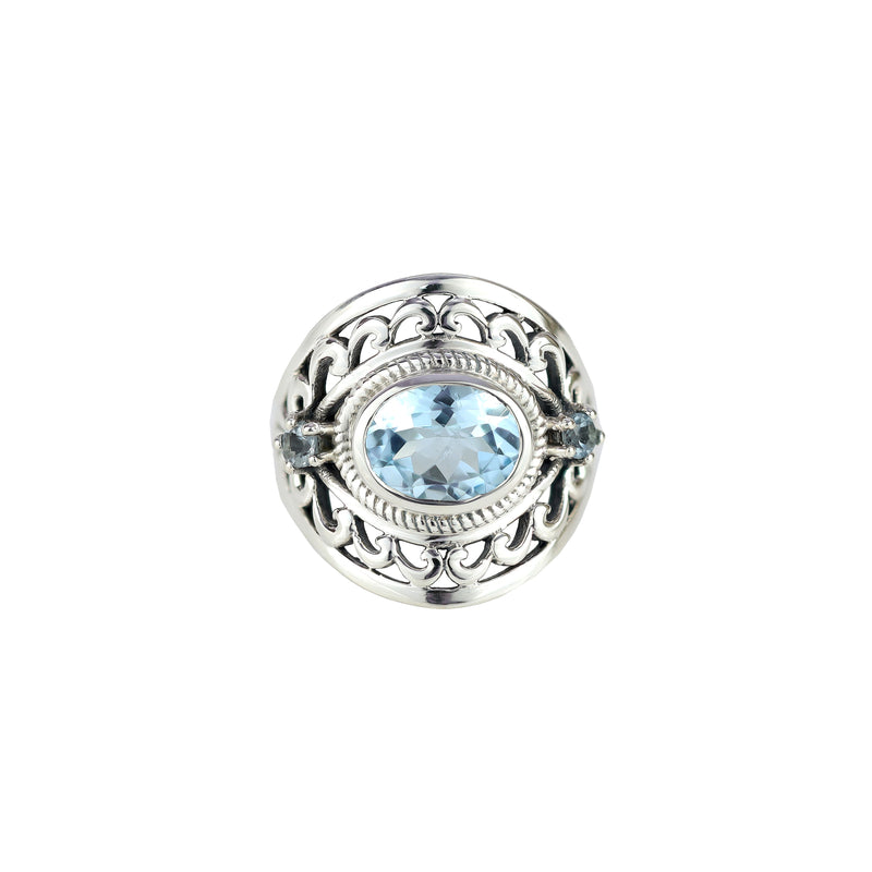 Sterling Silver Blue Topaz Ring SSR110