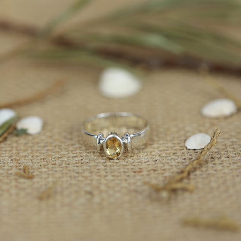 Sterling Silver Citrine Ring SSR106