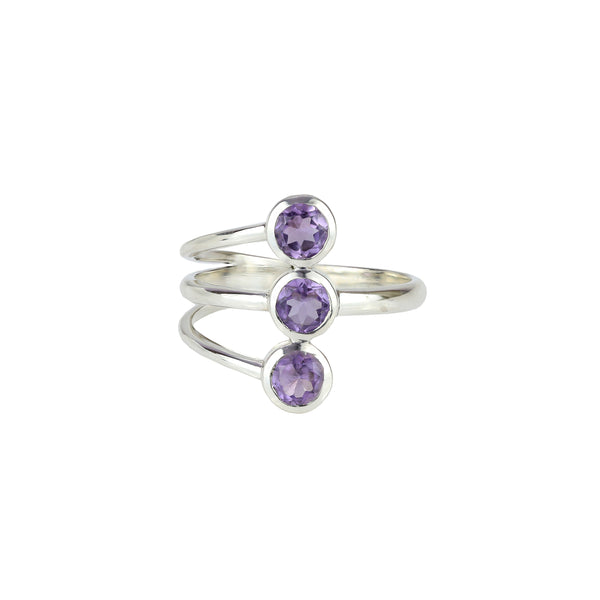 925 Sterling Silver Amethyst Ring SSR370