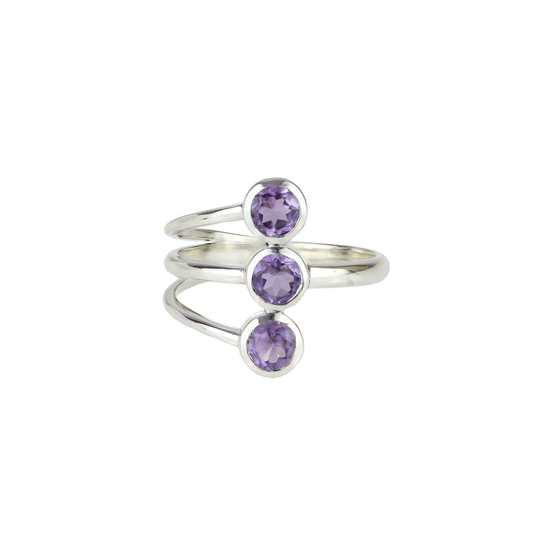 925 Sterling Silver Amethyst Ring SSR370