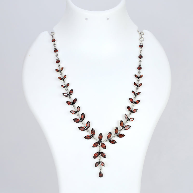 Sterling Silver Garnet Necklace SSN10