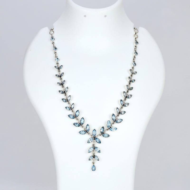 Sterling Silver Blue Topaz Necklace SSN10