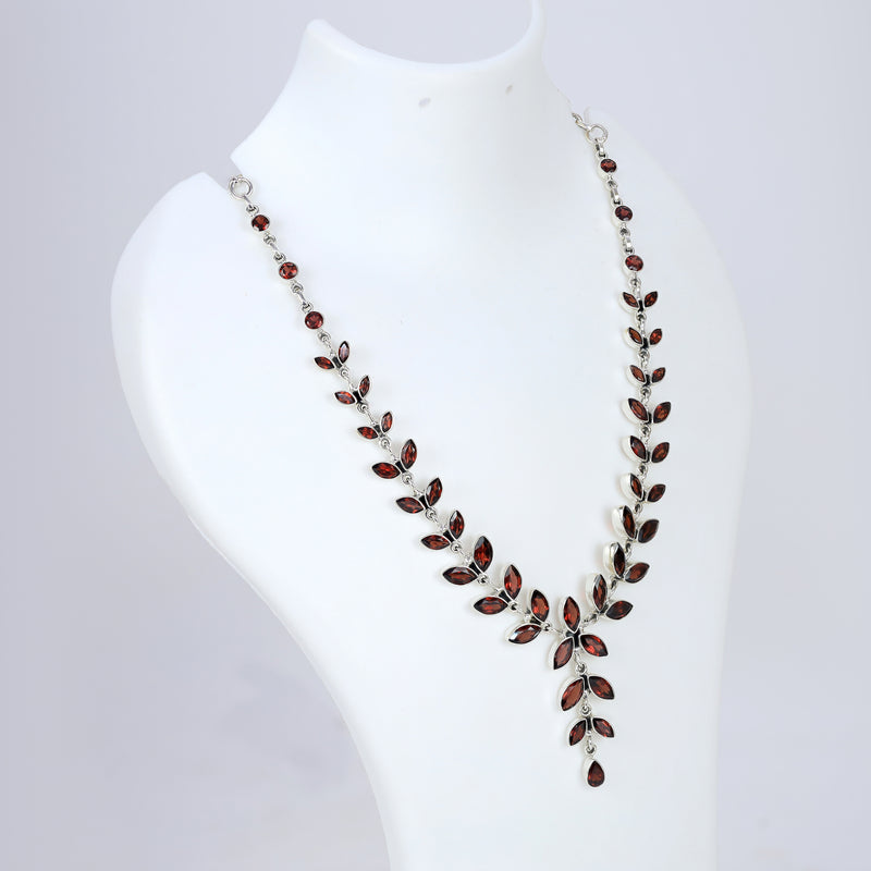 Sterling Silver Garnet Necklace SSN10