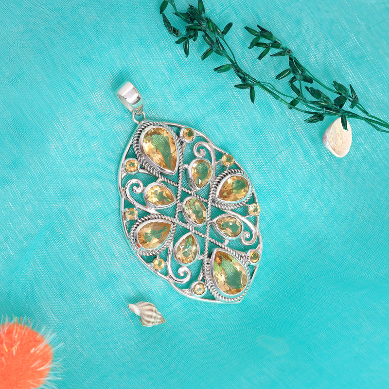 Sterling Silver Citrine Pendant SSP87