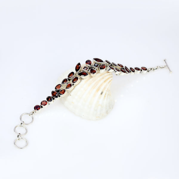 Sterling Silver Garnet Bracelet SSBR105
