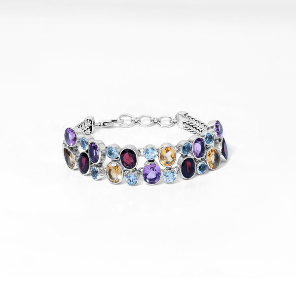 Sterling Silver Multi Gemstone Bracelet SSBR121