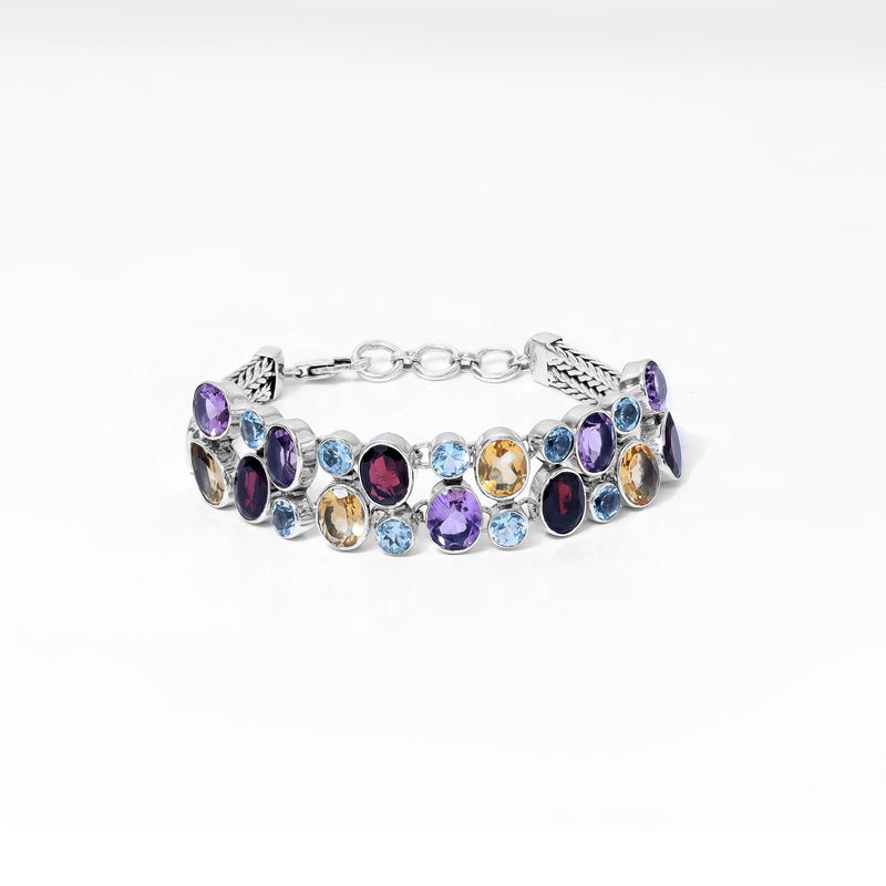 Sterling Silver Multi Gemstone Bracelet SSBR121