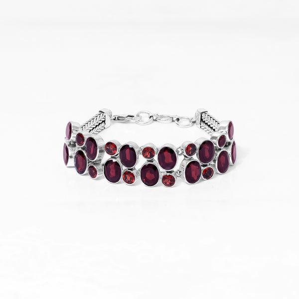 Sterling Silver Garnet Bracelet SSBR121