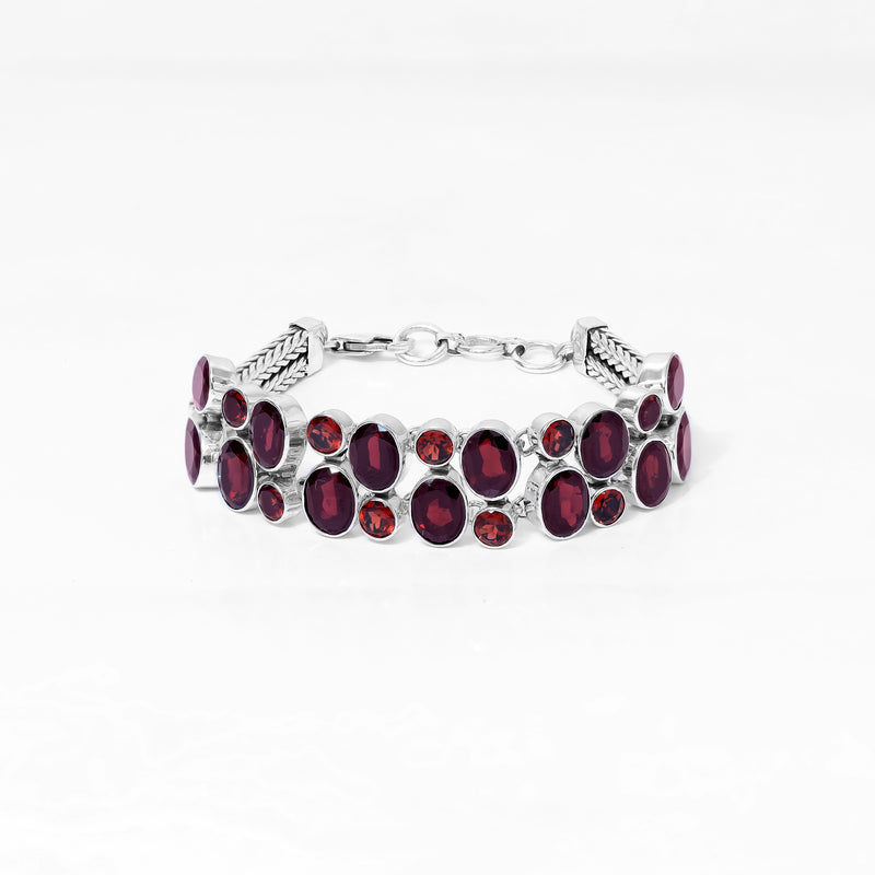 Sterling Silver Garnet Bracelet SSBR121