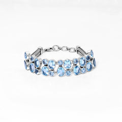 Sterling Silver Blue Topaz Bracelet SSBR121