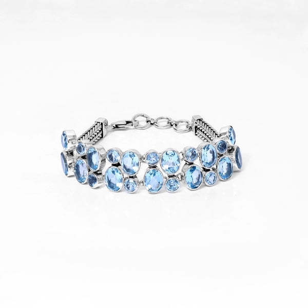 Sterling Silver Blue Topaz Bracelet SSBR121