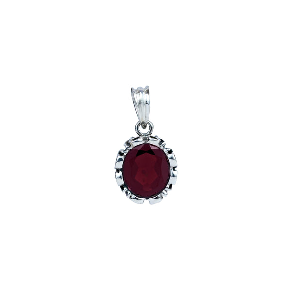 Sterling Silver Garnet Pendant SSP207