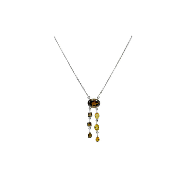 Sterling Silver Smoky Quartz & Citrine Necklace SSN18