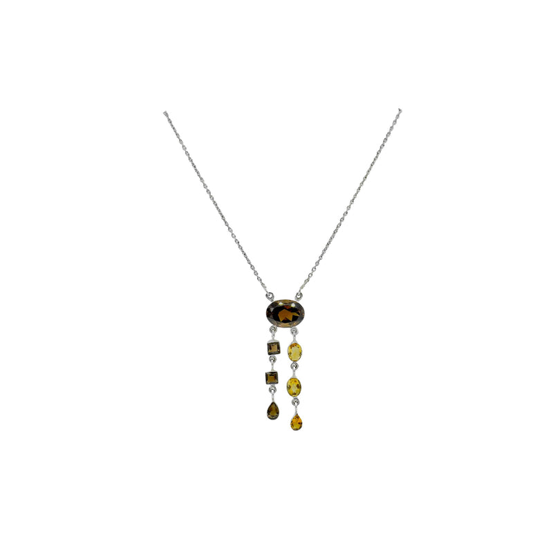 Sterling Silver Smoky Quartz & Citrine Necklace SSN18