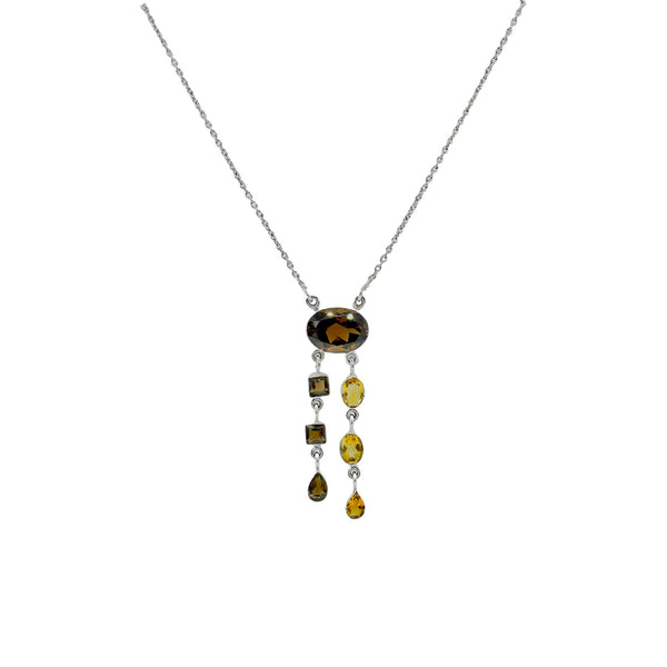 Sterling Silver Smoky Quartz & Citrine Necklace SSN18