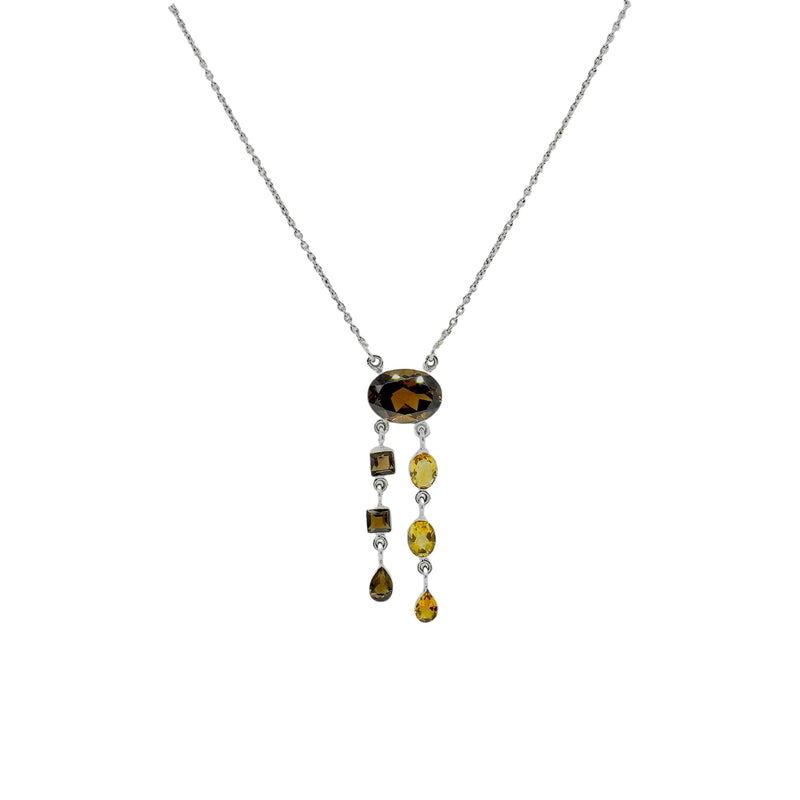 Sterling Silver Smoky Quartz & Citrine Necklace SSN18