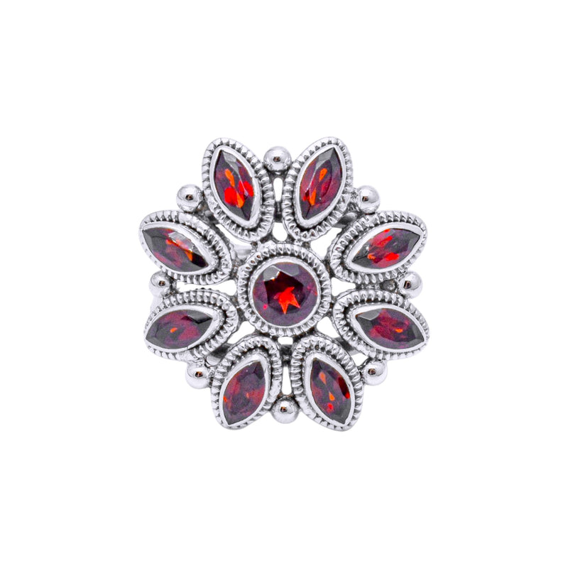 Sterling Silver Garnet Ring SSR137