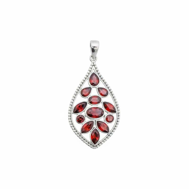 Sterling Silver Garnet Pendant SSP70