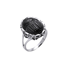 Sterling Silver Black Star Scarab Ring SSR292