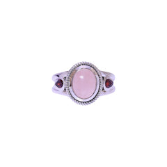 Sterling Silver Rose Quartz & Garnet Ring SSR421