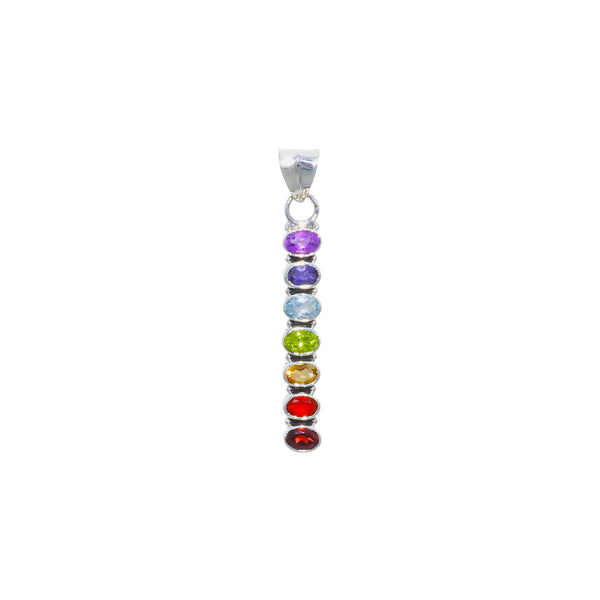 Sterling Silver Chakra Multi Gemstone Pendant SSP113