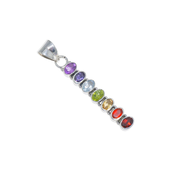 Sterling Silver Chakra Multi Gemstone Pendant SSP113
