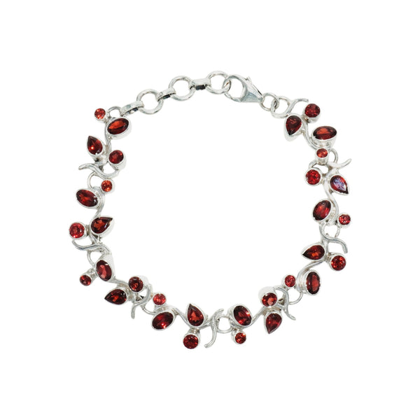 Sterling Silver Garnet Bracelet SSBR75
