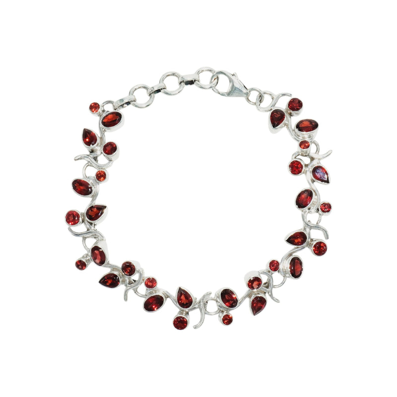 Sterling Silver Garnet Bracelet SSBR75