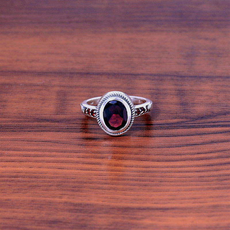 Sterling Silver Garnet Ring SSR430
