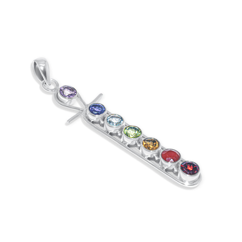 Sterling Silver Chakra Multi Gemstone Pendant SSP149