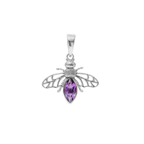 Sterling Silver Amethyst Bee Pendant SSP63