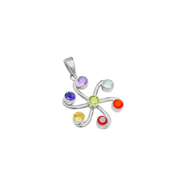 Sterling Silver Chakra Multi Gemstone Pendant SSP103