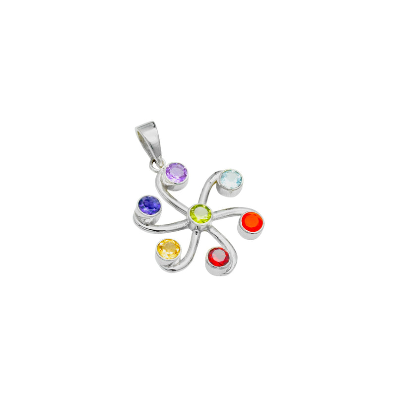 Sterling Silver Chakra Multi Gemstone Pendant SSP103