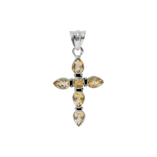 Sterling Silver Citrine Cross Pendant SSP223