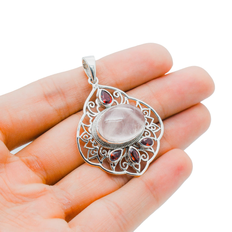 Sterling Silver Rose Quartz & Garnet Pendant SSP71